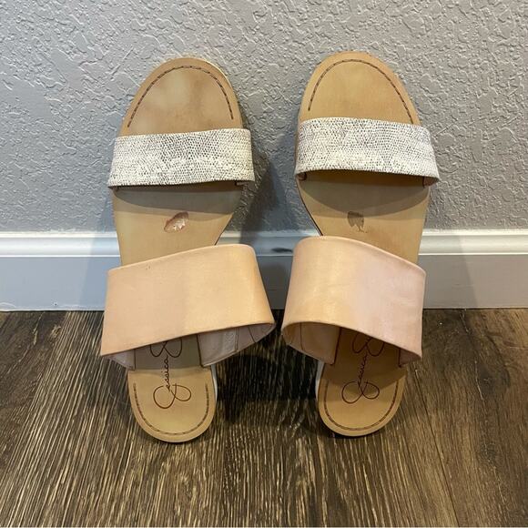 JESSICA SIMPSON Joeyy Leather Slip-On Sandals Size 10 - Picture 3 of 7